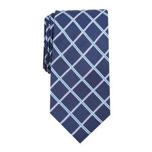 CLUBROOM Mens Navy Grid Slim Neck Tie